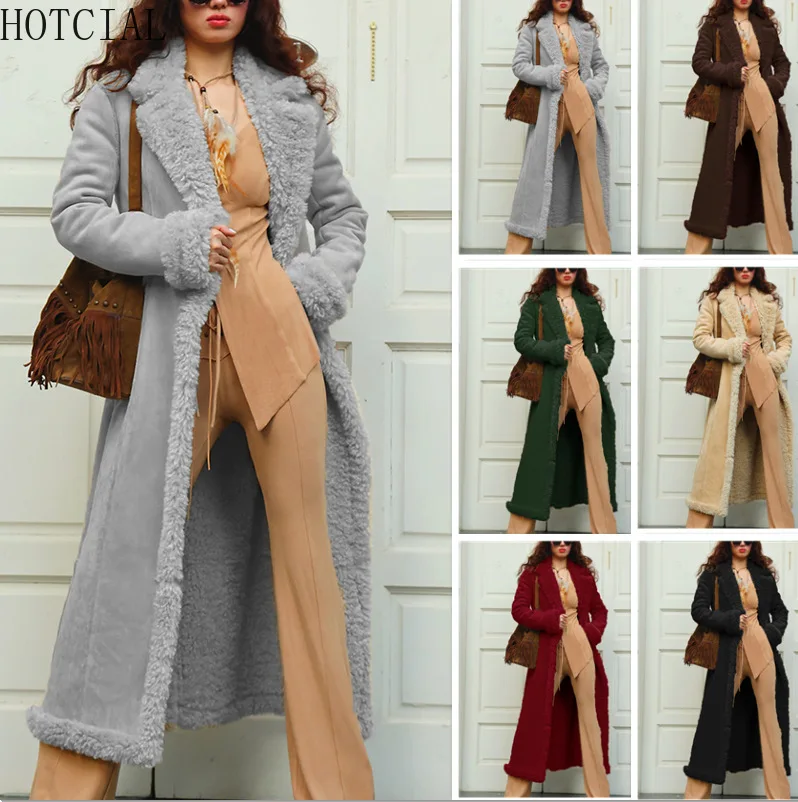 

HOTCIAL Women's Plus Size European Style Cotton Padded Coat Winter Extra Long Thickened Cold Resistant Outerwear