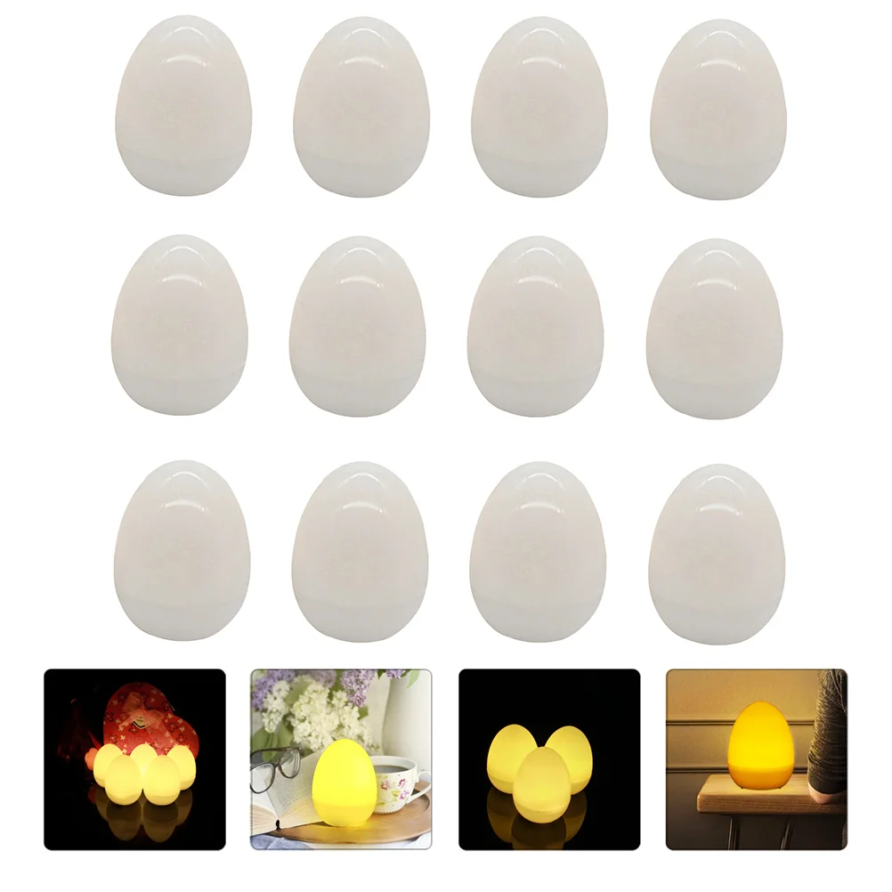 12 قطعة ديكور البيض وميض الشاي ديكور الإضاءة طاولة الطعام حفلة عديمة اللهب Tealight مادة Pp موضوع الحدث