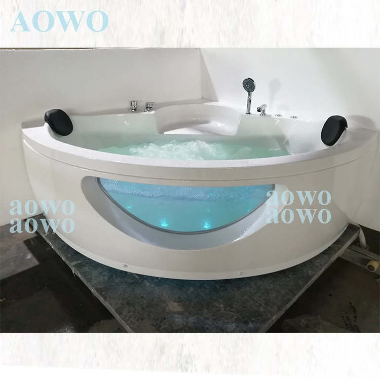 

AOWO Jakuzzi Spa Indoor 2 Person Glass Bathtub Jetted Spa Tubs Sauna Rooms Corner Modern Yacuzzi