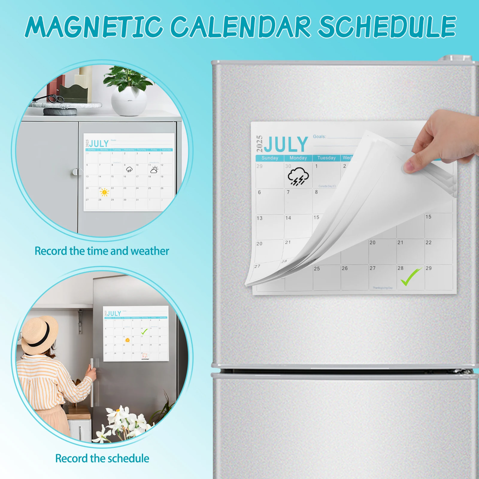 

Magnetic Refrigerator Calendar 2025.7-2026.12 18-Month Fridge Planner Monthly Organizer for Scheduling Home office Planning tool