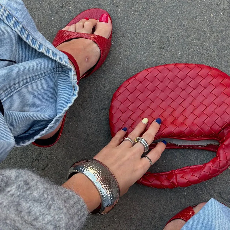 French Style Elegant Sandals Woman Fashion One-word Women's Sandals 2026 Summer New All-match High-heeled Slippers Outer Wear