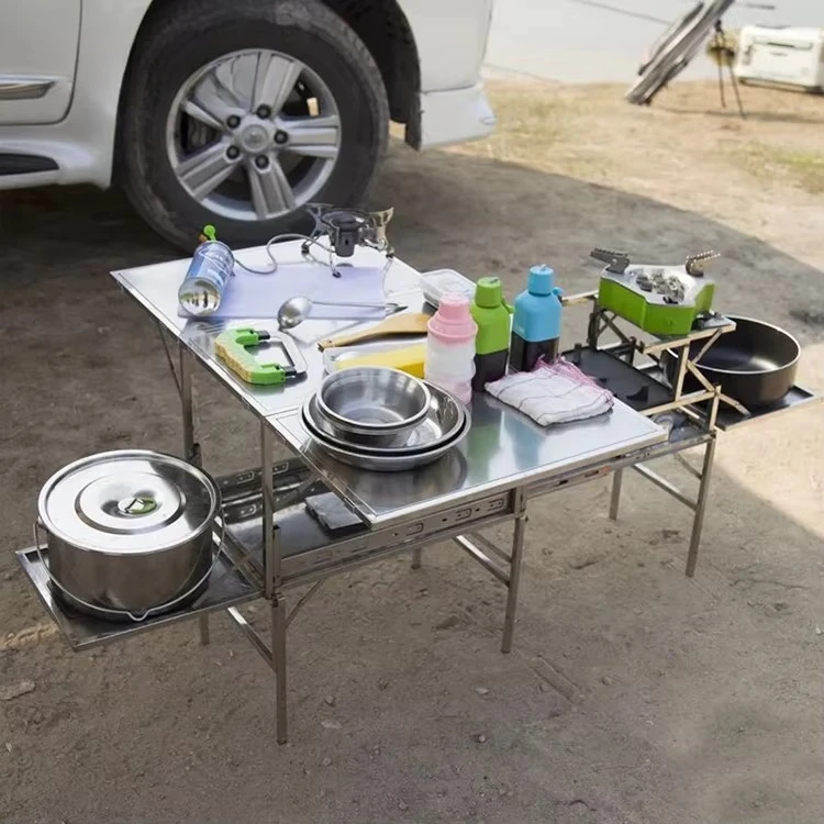 

YOUQI Portable Outdoor Camping Kitchen Aluminum Foldable Cooking Station Table With Modern Design For Outdoor Furniture