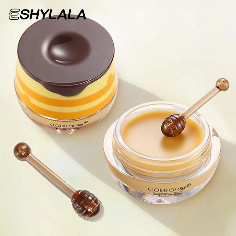 Balsamo per labbra al miele dell'orso Barattolo di miele carino Maschera per labbra per dormire Idratante Idratante