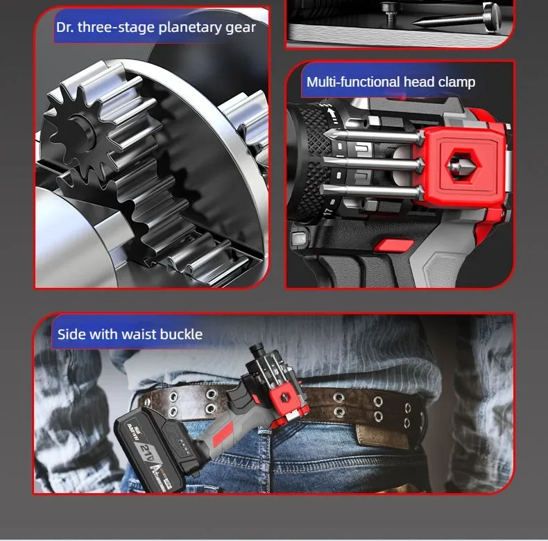 NANWEI 16.8V Brushless Electric Drill Cordless 55N.m Torque Li-ion Battery Screwdriver Power Tools for Home Improvement