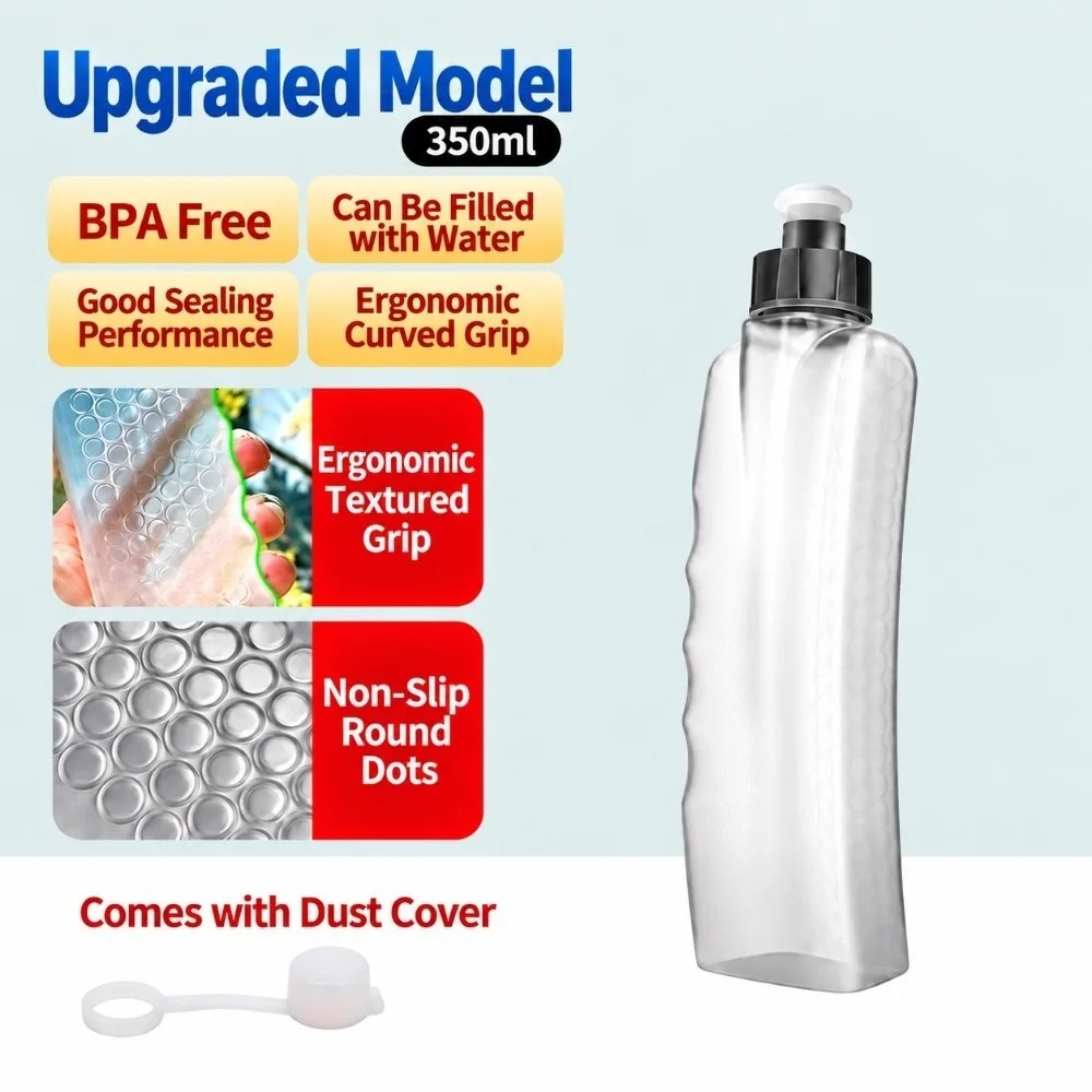 Portable Running Water Bottle 180/330/350ml with Scale Curved Water Flask Transparency BPA Free Squeezing Water Bottle Running