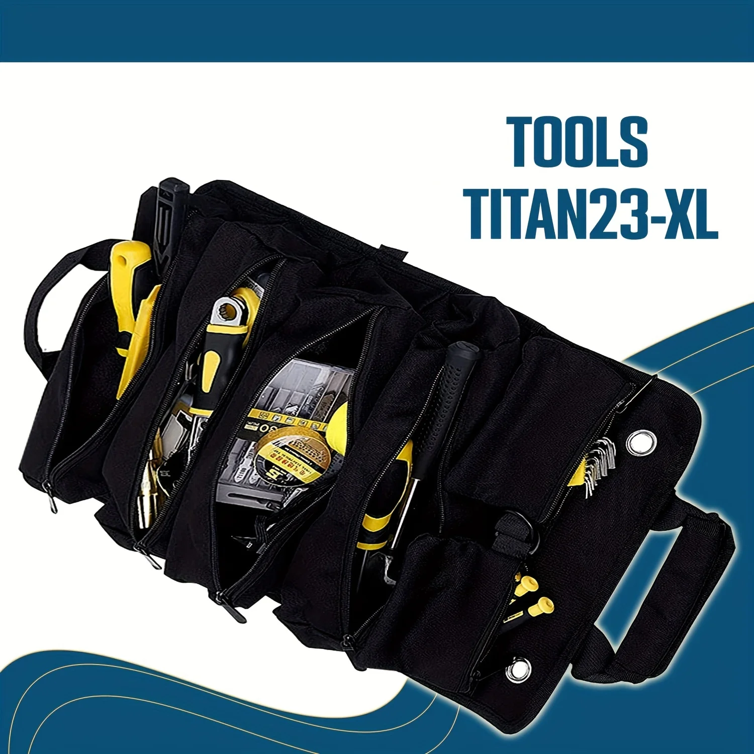 Tool Bag Organizers - Small Tool Bag With Detachable Pouches , Heavy Duty Roll Up Tool Bag Organizer With 6 Tool Pouches