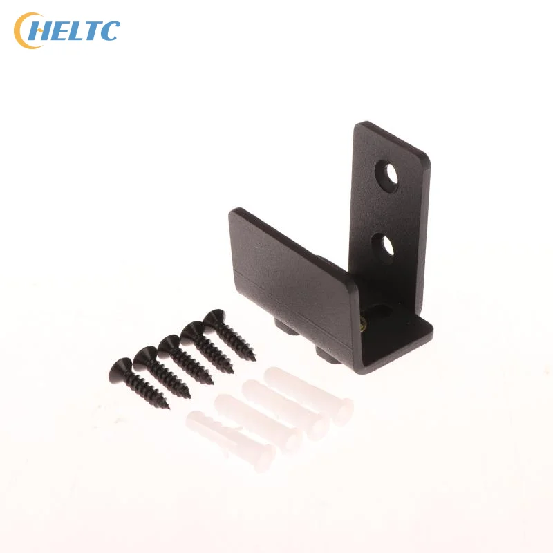 1 個黒スライド納屋ドア底床ガイドクリップ調整可能なユニバーサルドアガイドスロット付きスイングストップ