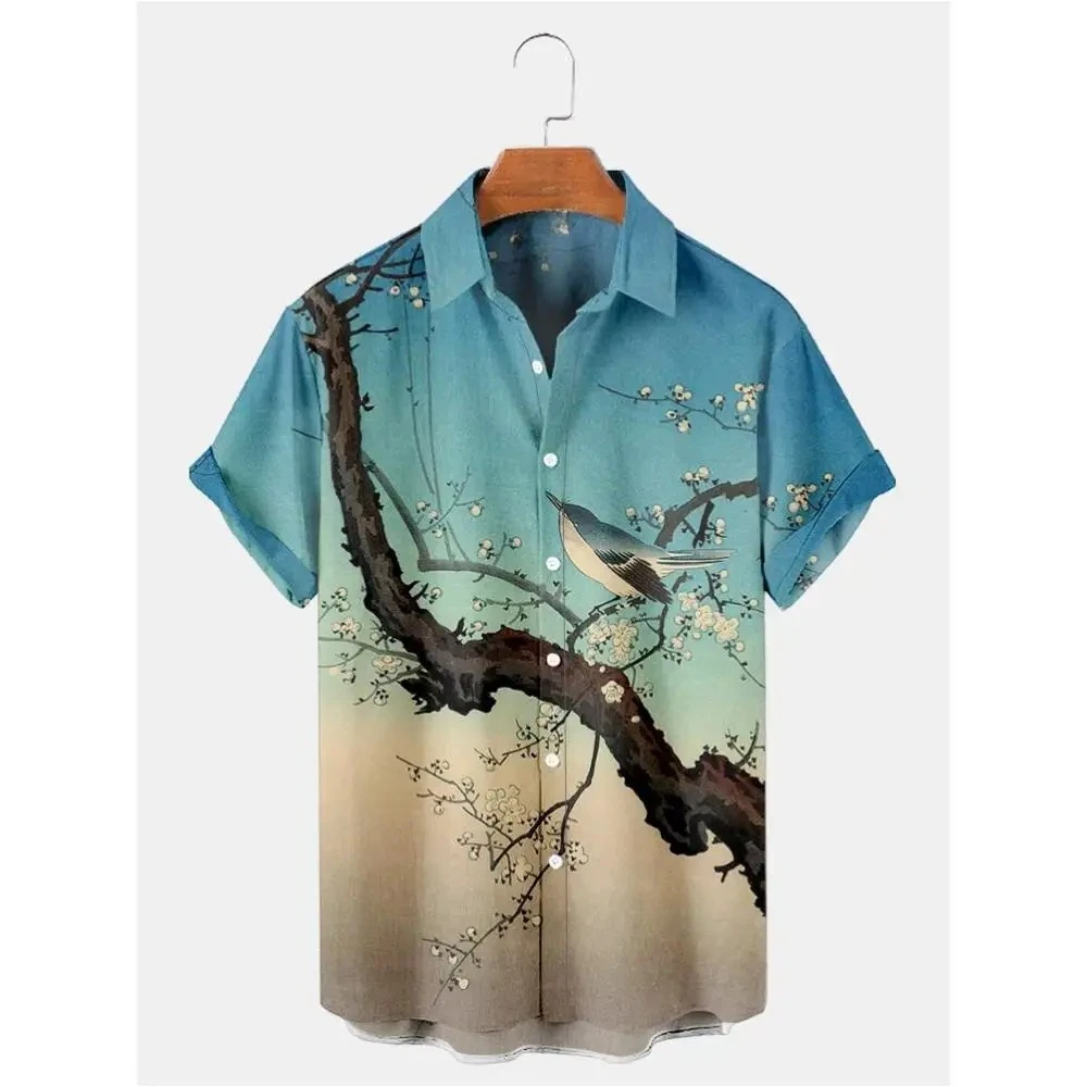New Hawaii Men's Shirts Funny Print Banana Duck Short Sleeve Cuban Tops Casual Beach Summer Creative