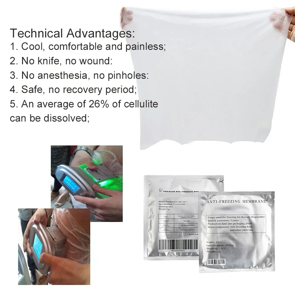 Anti-Freeze Gel Patches para Cryolipolysis Machine, Fat Freezing Membranas, Body Slimming Massager, Perda de peso, Lipo Cold Therapy, 20