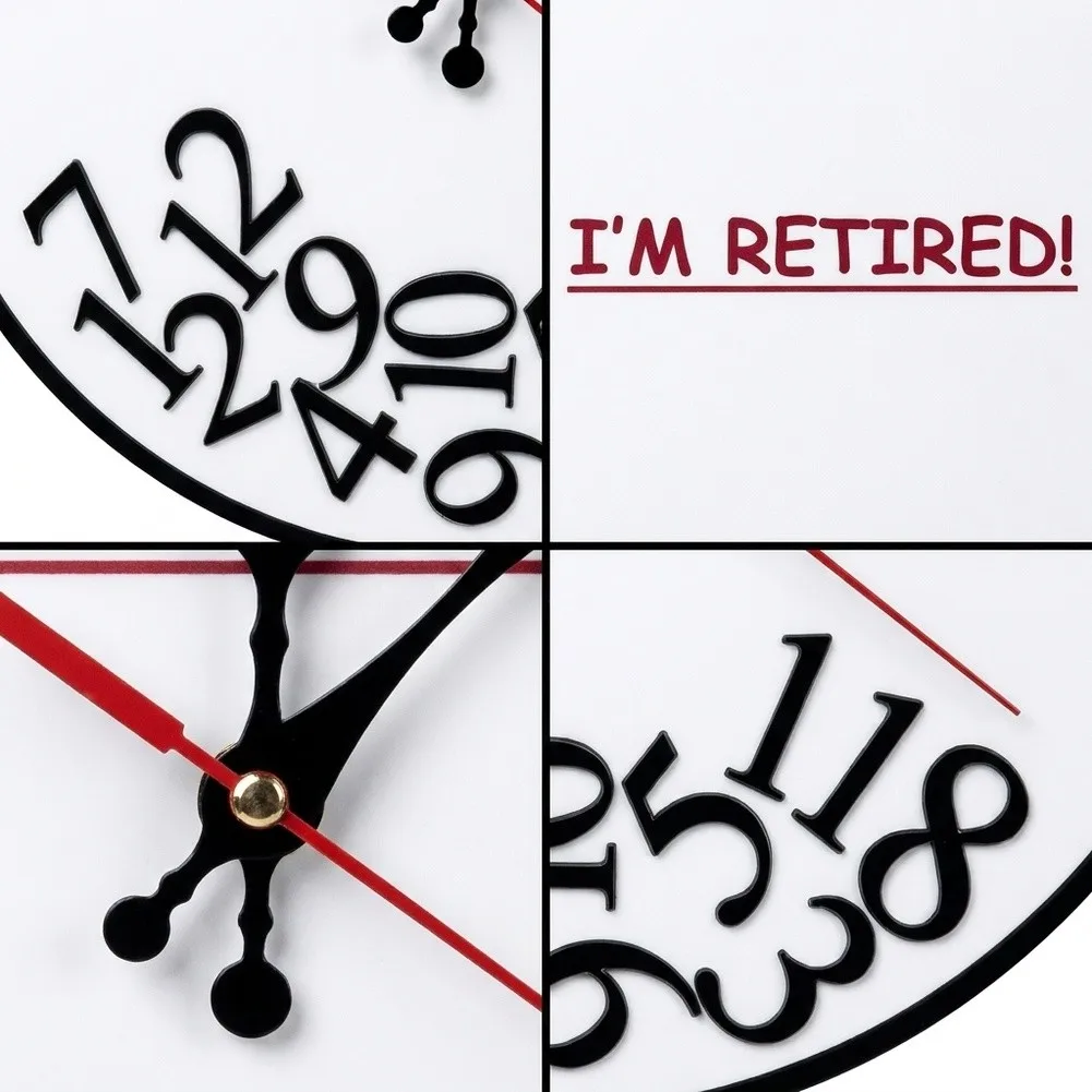 Silent Sweep Movement Retirement Wall Clock Featuring Playful 'Who Gives a Shit I'm Retired' Design for Home or Office Use
