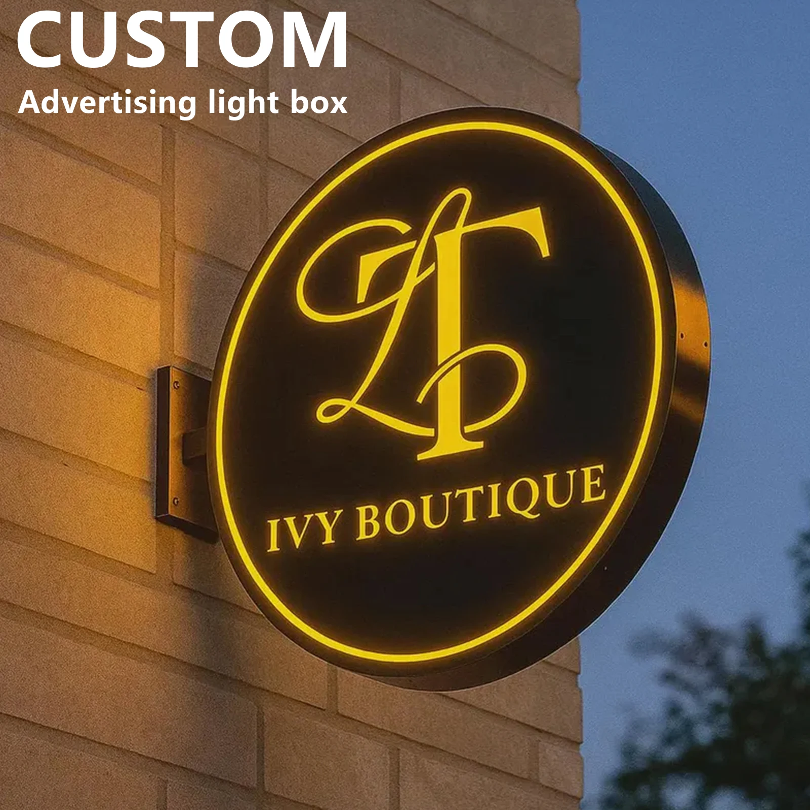 Custom Round LED Lights Box Double-Sided Outdoor Business Sign Illuminated Storefront Sign Personalized Logo Sign for Shops