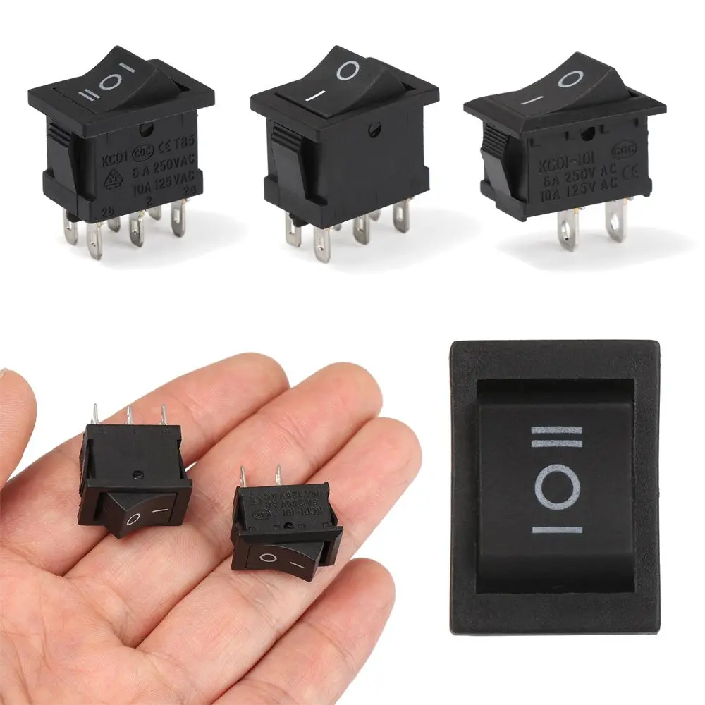 5Pcs 3A 250V Snap-in SPST Rocker Switch 15x21mm KCD1 Power Buttons Push Button Switches
