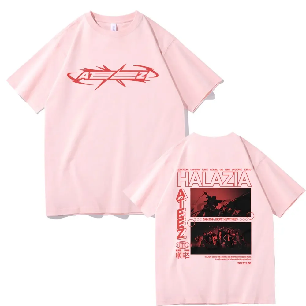 Ateez Band Double Sided Print T-shirt Male Casual Oversized Tshirt Men Women Korean Fashion Trend T-shirts Streetwear Fans Gift