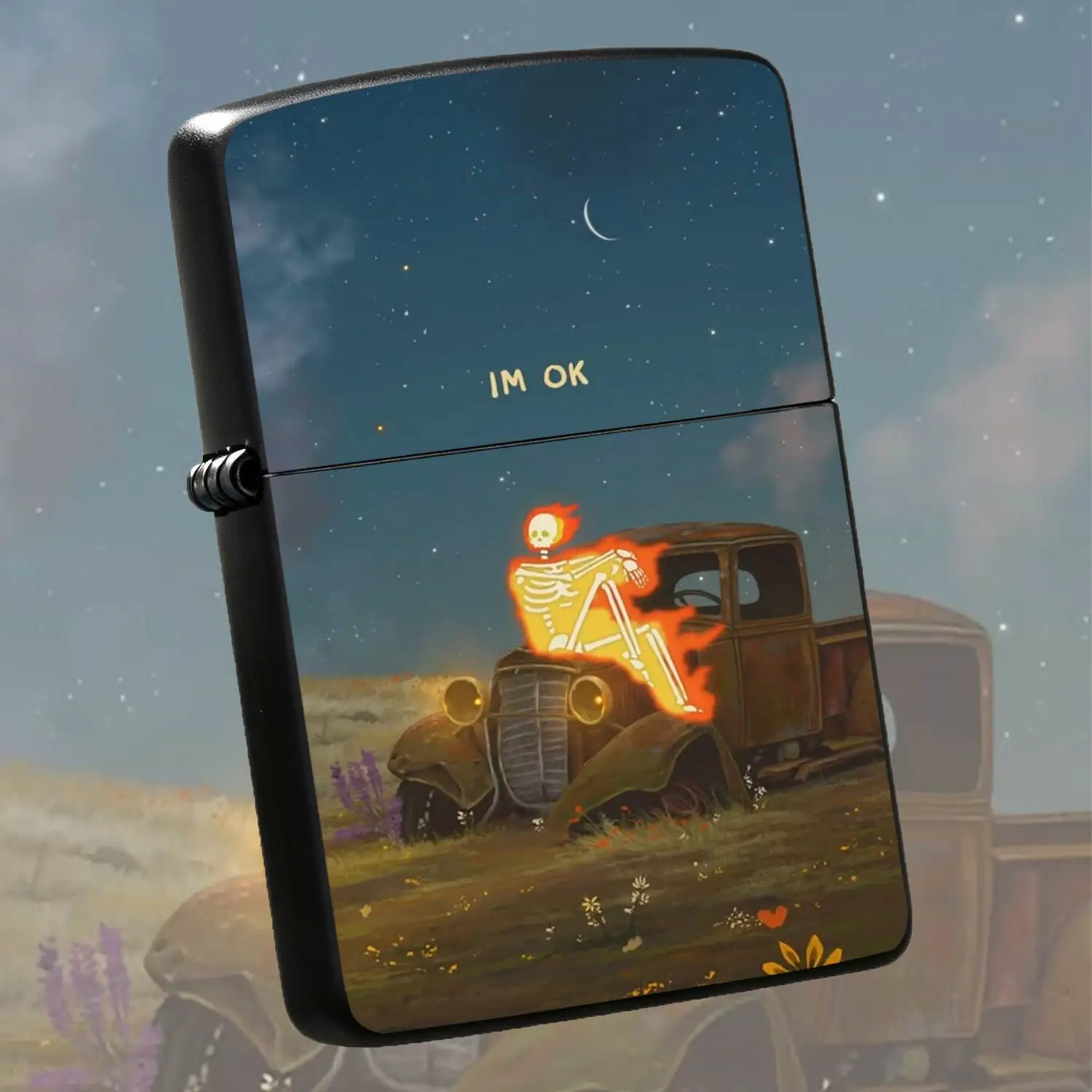 Creative Skeleton Flame Themed Portable Lighter, Retro Starry Wilderness Vibe Unique Decor Accessory, Practical Daily Carry Gift For Friends, Fun Stylish Small Supply Suitable For All Scenes, Distinctive Trendy Must-Have Item To Light Up Yo