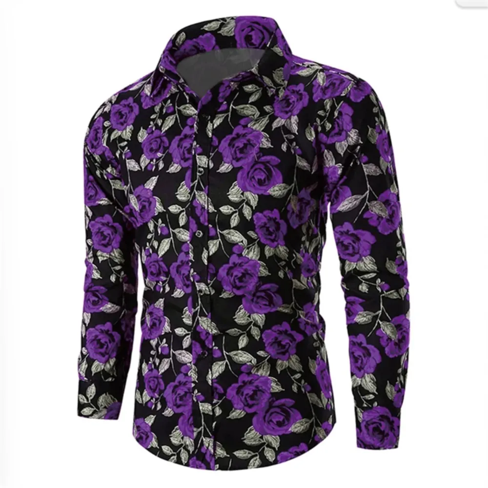 عيد الحب نمط روز الجدة عارضة قميص رجالي عطلة عارضة اليومية قميص التلبيب كم طويل أحمر S-5XL الشحن السريع