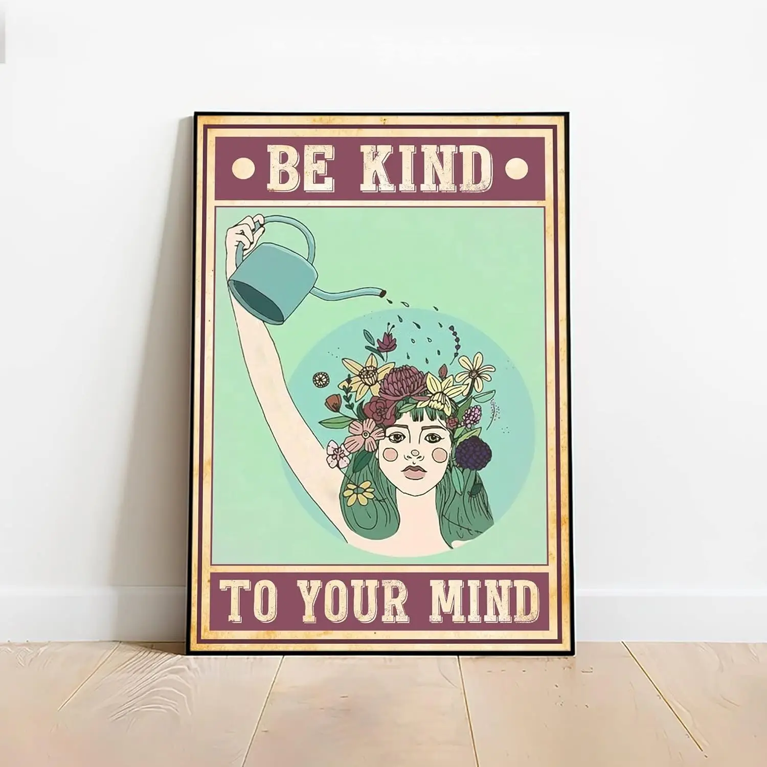 Retro Metal Tin Sign  Nature Girl Be Kind to Your Mind Poster Hippie Sign Poster Floral Poster Dictionary Print Be-aluminum
