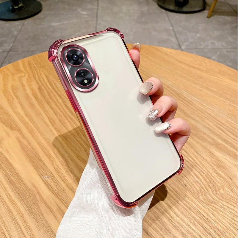 For Oppo A58 Case OPPO A78 Cover OPPO A58 4G A78 5G Phone Case A78 4G A58 5G Bumper Shockproof Protect Cover Clear electroplate