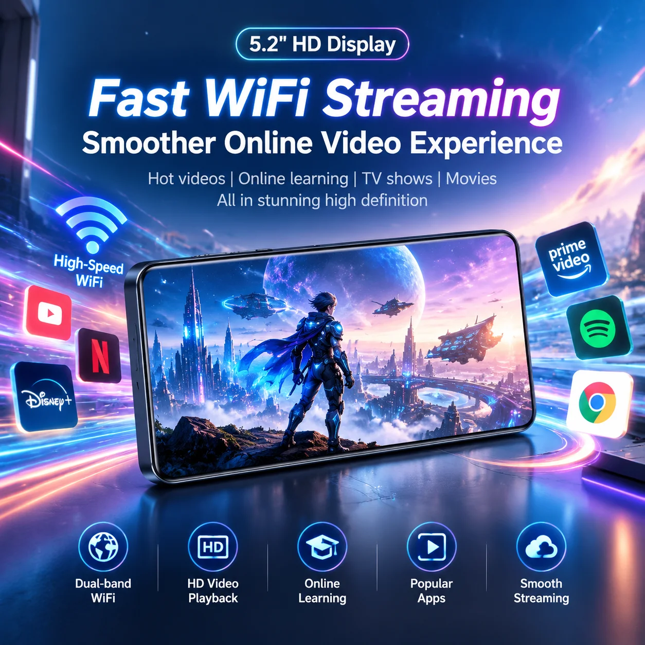 Android 13 Music Player 5.2 Inch HD Screen WiFi 8 Core 4GB 32GB HiFi Lossless Support Spotify Deezer Melon 256GB TF Ultra Thin