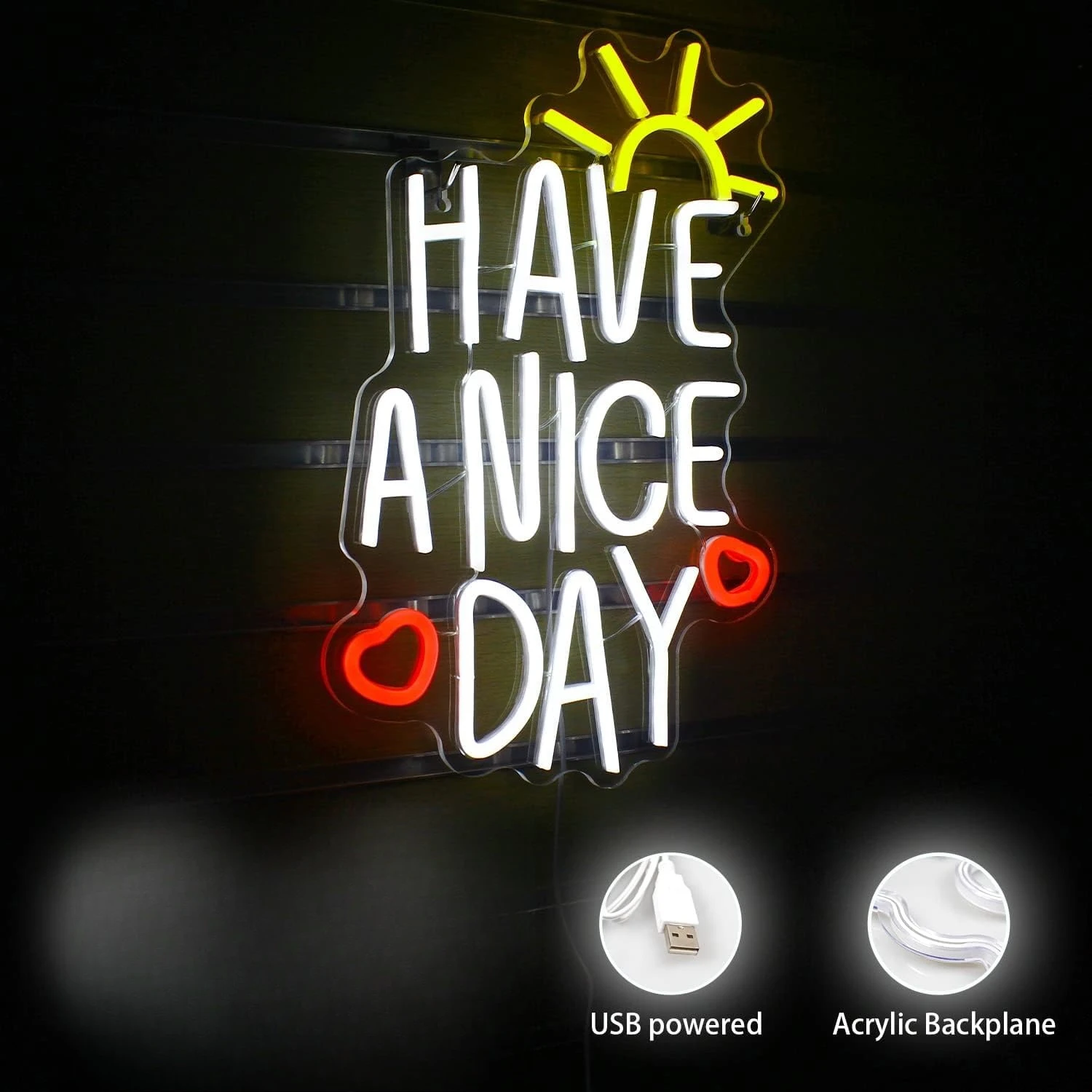 Have A Nice Day Neon Sign Windows Decor Witte LED Neon Lights USB Dimbaar voor Cafe Bar Club Verjaardagsfeestje Bruiloft Decor Geschenken