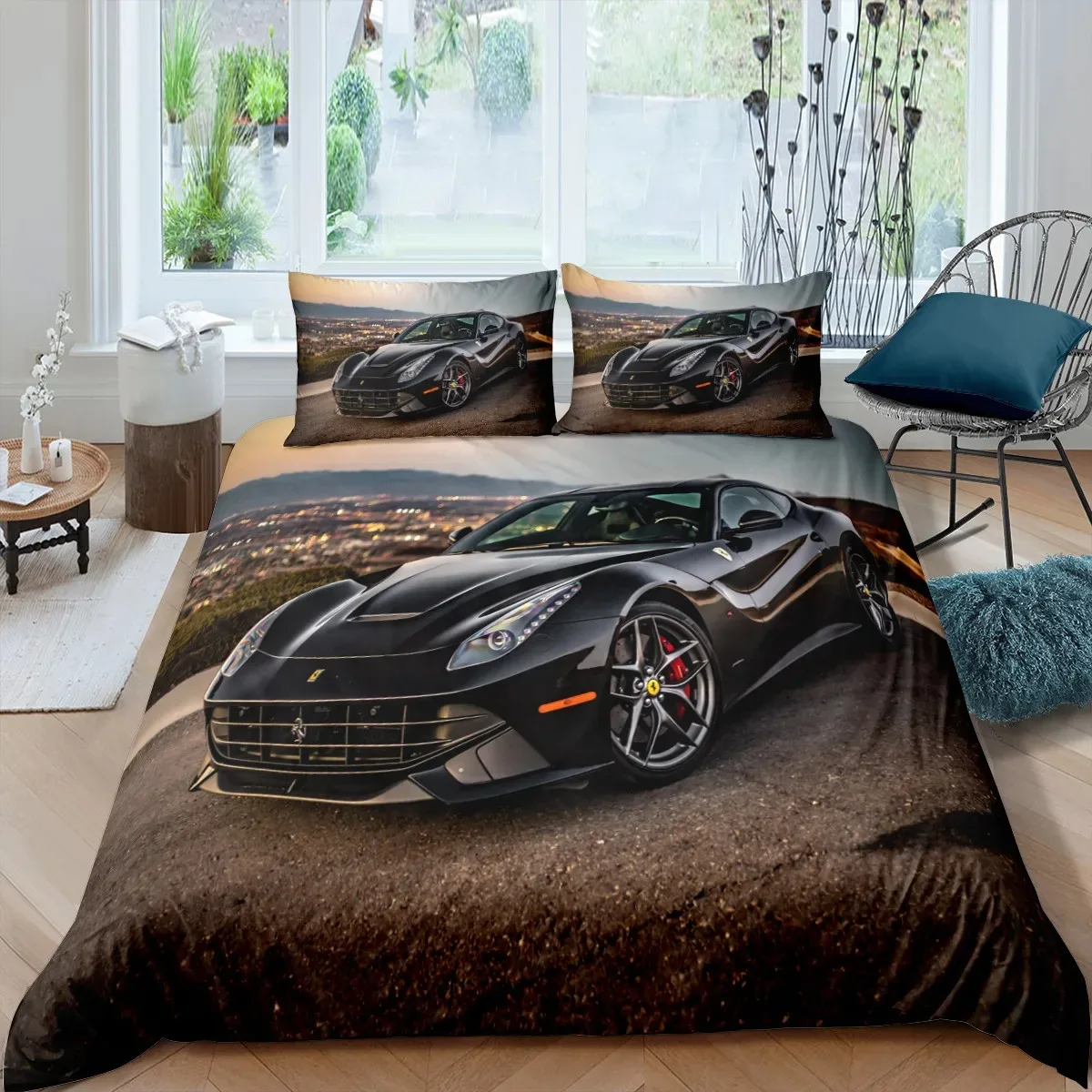 Speed Sports Car Duvet Cover Set Queen Size Speed Racing Car Comforter Cover Luxury Cool Quilt Cover Extreme Sport Bedding Set