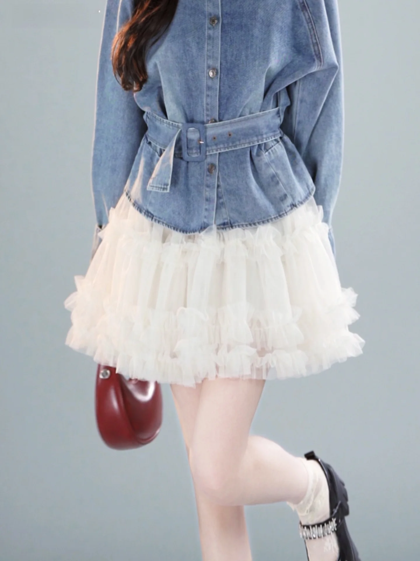 

Повседневная универсальная юбка с эффектом стройности, новинка весенней коллекции ANNELILY Angelique, легкая роскошная женская юбка из полиэфирного волокна