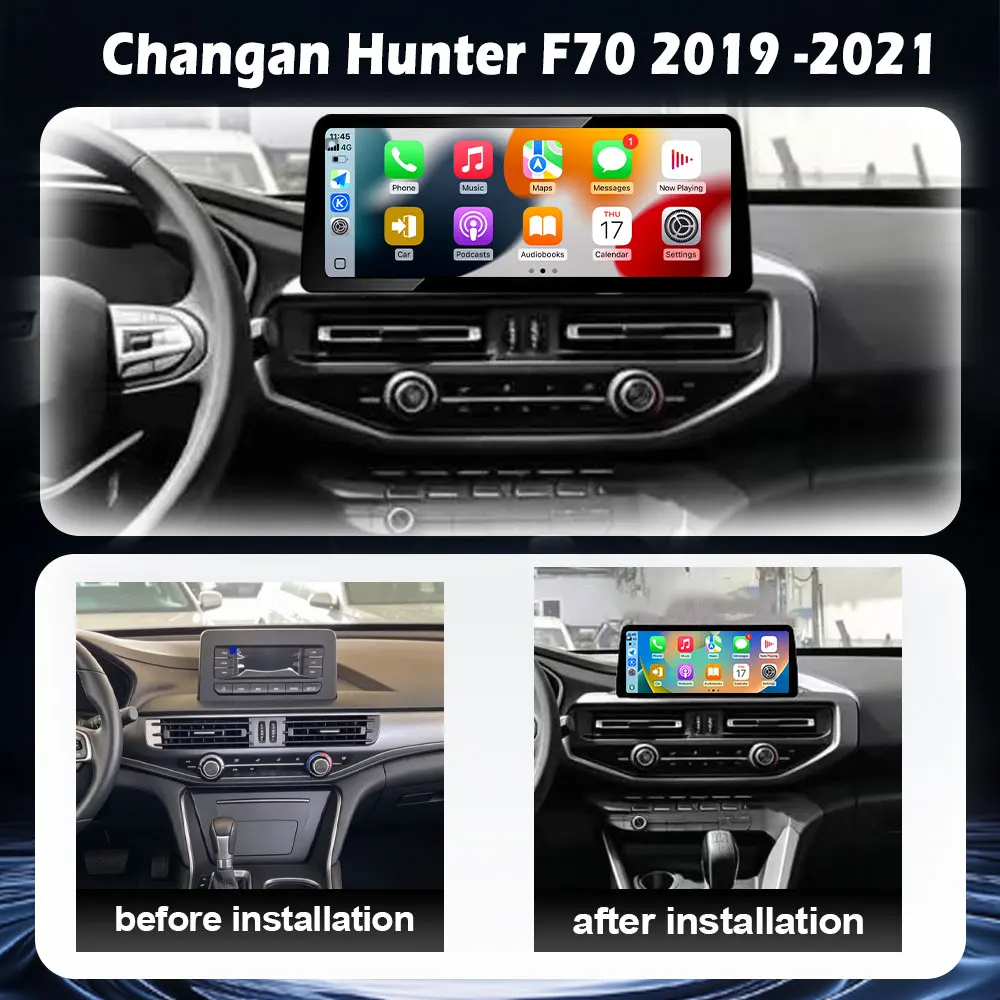 Car Radio Multimedia Video Player For Changan Hunter F70 2019-2021 Android Auto GPS Navigation Bluetooth WiFi QLED screen