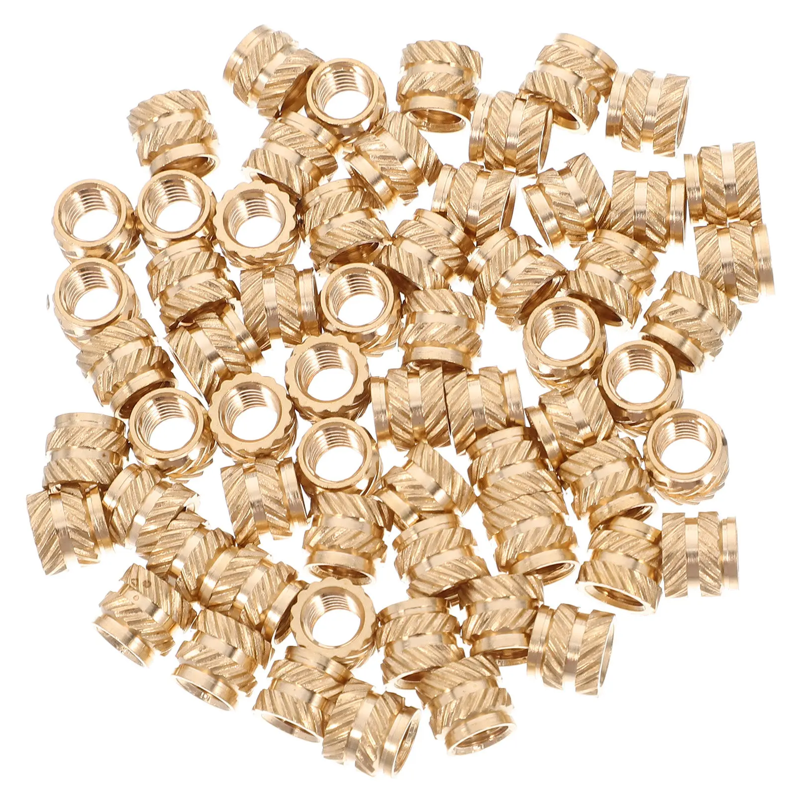 60Pcs Copper Threaded Inserts M5 Double Helical Knurled Brass Heat Set Nuts for 3D Printing Woodworking Metal Parts Secure