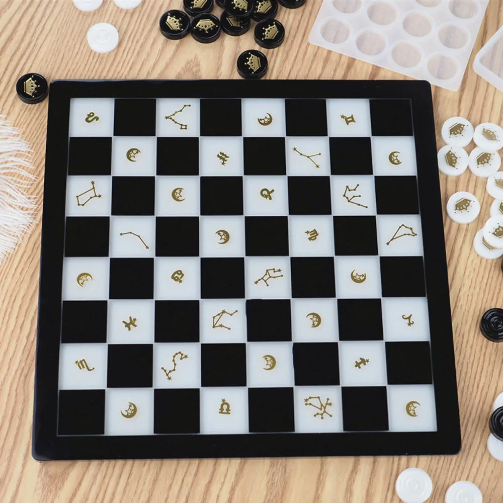 3D Chess Board Pieces Shape Silicone Mold Epoxy Resin DIY Chess Game Jewelry Chessboard Handicrafts Decoration Clay Resin Mould