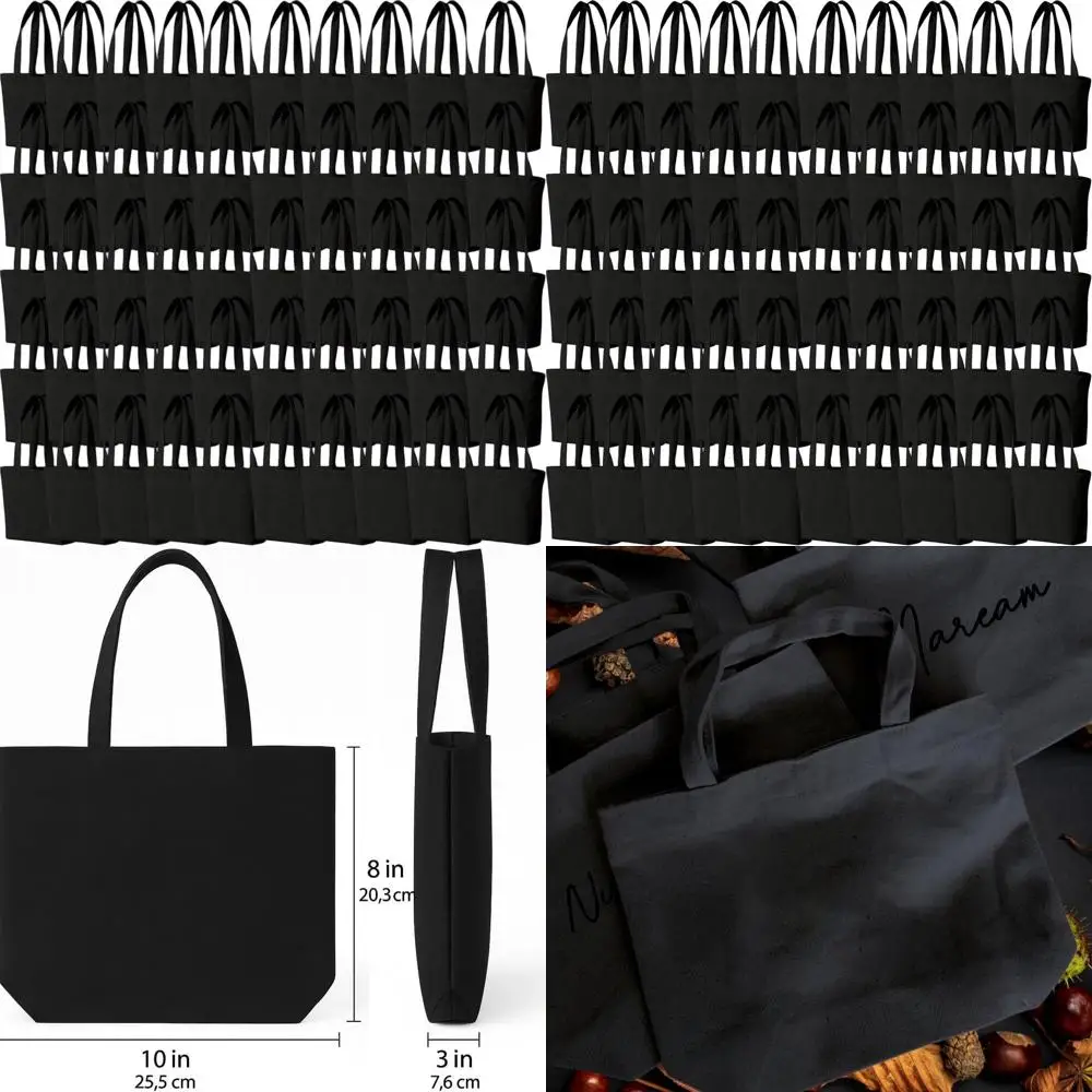 

8x10 Inch Mini Canvas Tote Bags for Kids - Bulk Pack for Painting, DIY, and Arts & Crafts - Thick Fabric Plain Bags