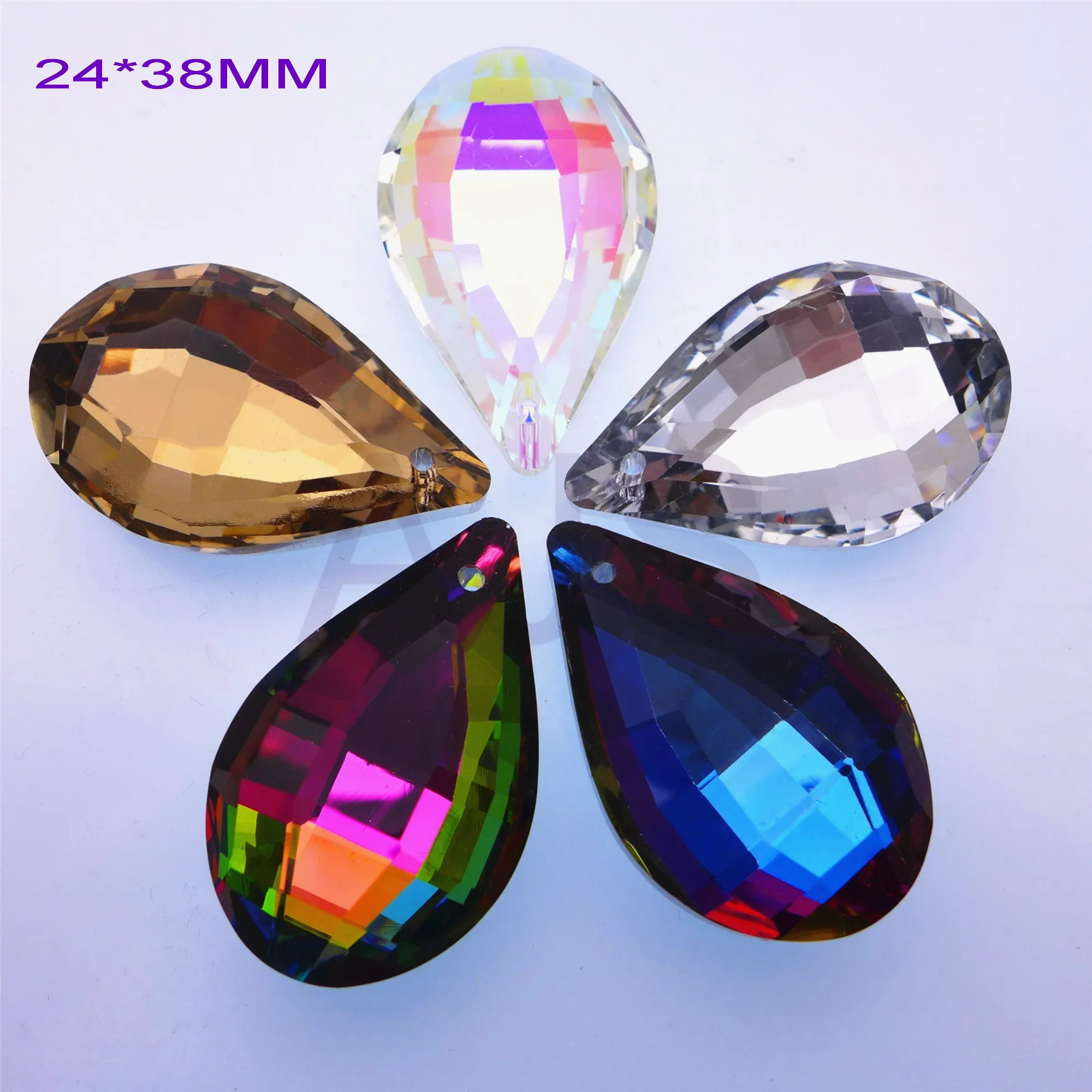 

12pcs 24*38MM 7305 Crystal Teardrop Suncatcher Lamp Pendants Prism Christmas Decoration Chandeliers Feng Shui AB DIY Free Ship