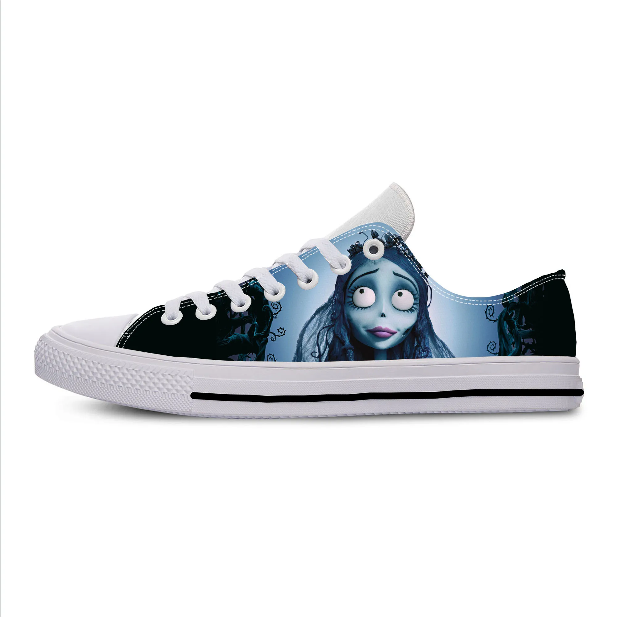 Summer Cool Anime Manga Cartoon Corpse Bride Funny Fashion Casual Cloth Shoes Sneakers Low Top Men Women Classic Board Shoes