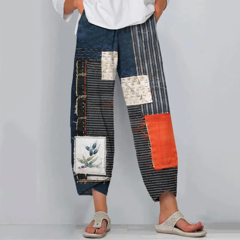 2025 الصيف المرأة استرخاء صالح السراويل عادية في الهواء الطلق الرباط اقتصاص السراويل أنيق تنفس الشارع الشهير سراويل نسائية