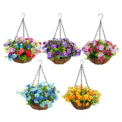 Artificial Hanging Flowers In Basket Silk Daisy Fake Flowers Chain Hanging Basket Flowerpot Wedding Home Party DIY Decoration