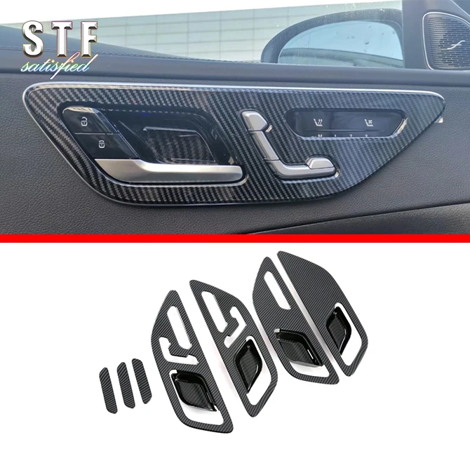 

Накладка на внутреннюю дверную ручку из углеродного волокна для Benz C-Class W206 C180 C200 C300 2021 2022 2023, наклейки на автомобильные аксессуары