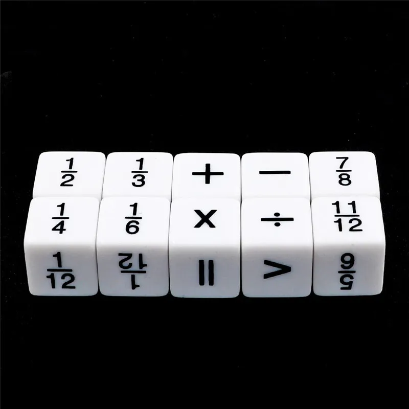 10 PCS/Set D6 Fraction Symbol Number Funny Dice Multiplication And Division Dice Education Game Accessory