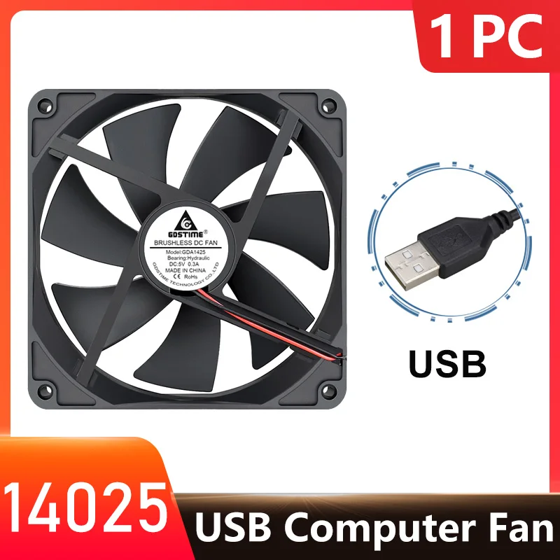 1 Pieces 14CM 140mm x 25mm 5V USB Cooling Fan Cooler Case PC Computer Cooling