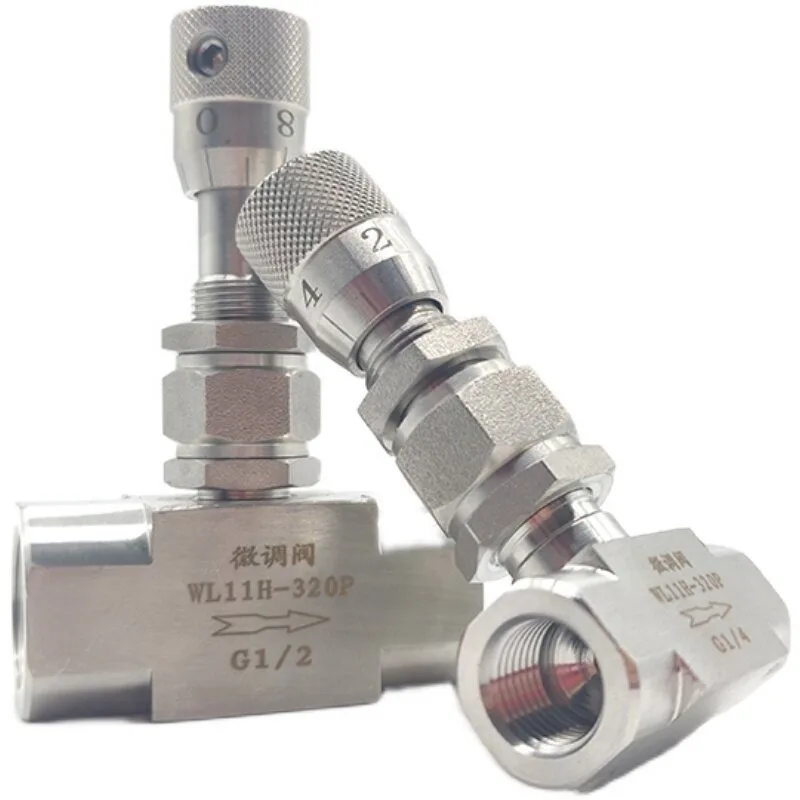 

1pc Stainless Steel G 1/8" 1/4" NPT 1/2" Needle Valve Micro Adjustment Valve WL11H-320P Flow Regulating Valve