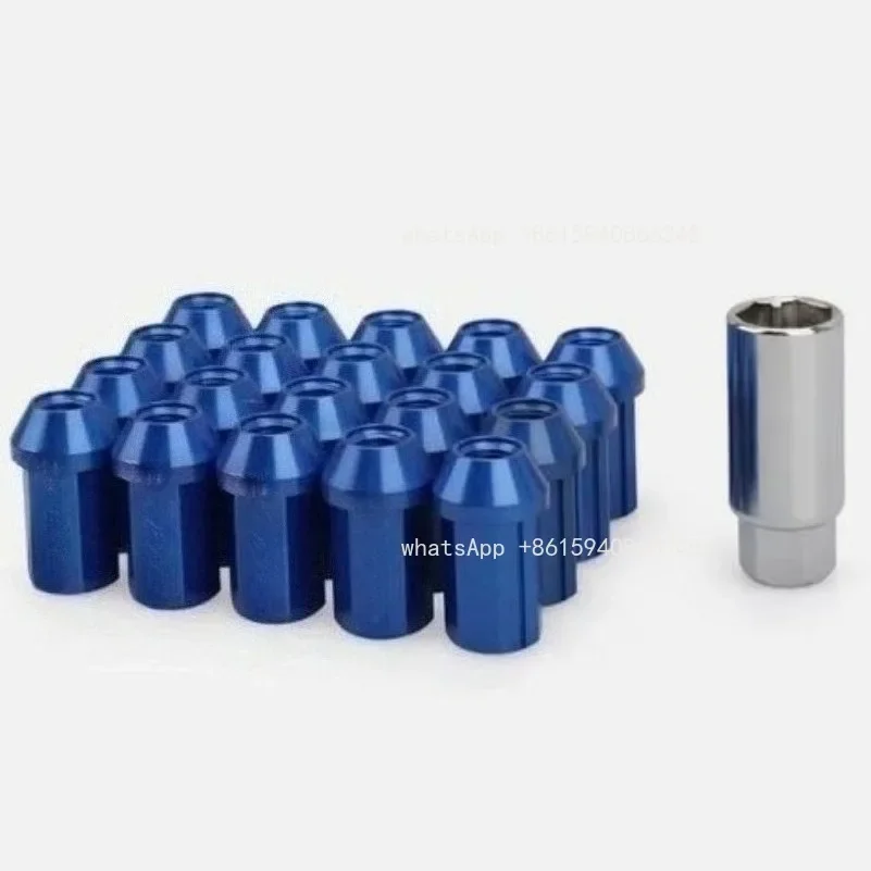 Safety nuts for car modification, made of 7075 aluminum alloy, with 19 pairs of side nuts measuring 42 millimeters in length