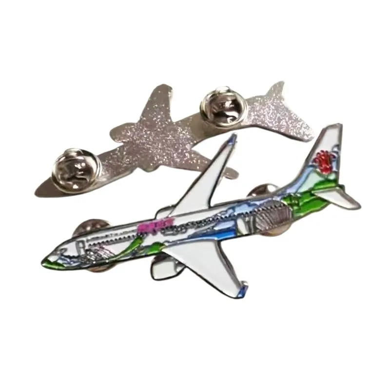 Creative oversized oil drop relief colorful landscape and joyful aviation aircraft men's brooch badge