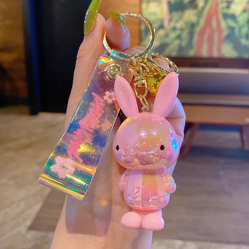 Stereo Cute Children Gift Year of The Rabbit Keychain Key Ring Creative Cartoon Mobile Phone Bag Car Pendant Fun Keychain 2023