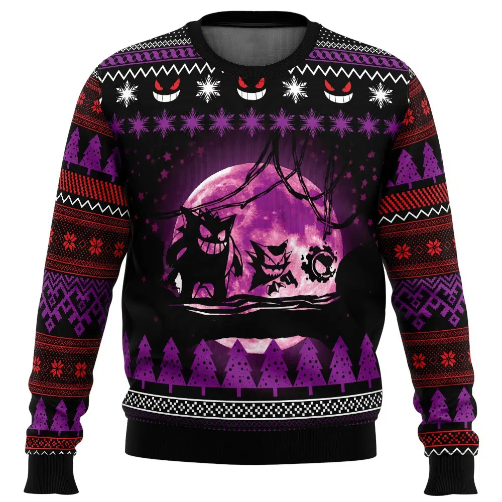 bandai-pokemon-anime-periferico-gengar-adulto-criancas-crewneck-feio-moletom-de-natal-macio-confortavel-solto-plus-size-outono-inverno