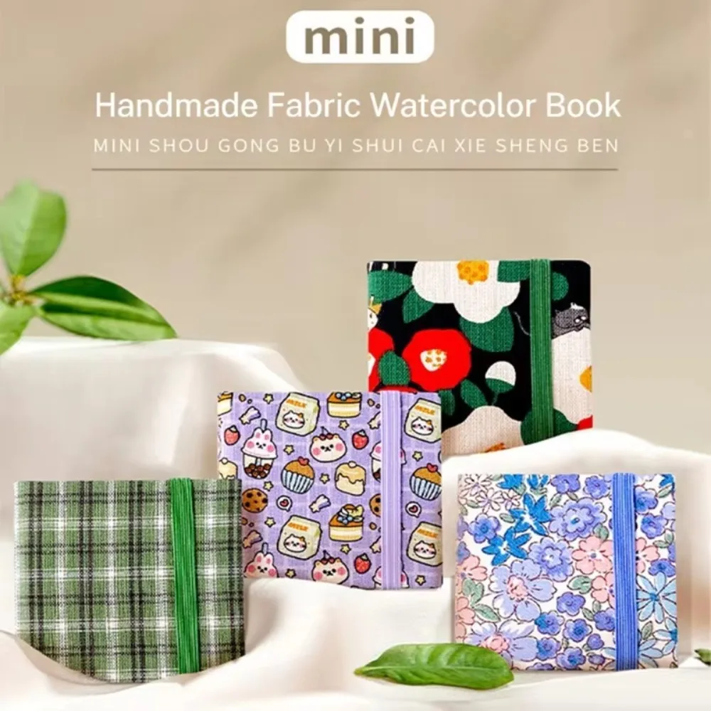 Mini Fabric Watercolor Book Colorful 20 Sheets Watercolor Sketchbook Paper Pad Square Mini Watercolor Painting Book