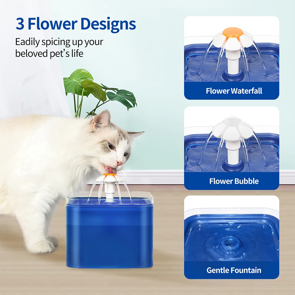 Filtro automatico per fontana d\'acqua per gatti da 2 litri per interni con abbeveratoio a LED per Dispenser di acqua per gatti ciotola per animali