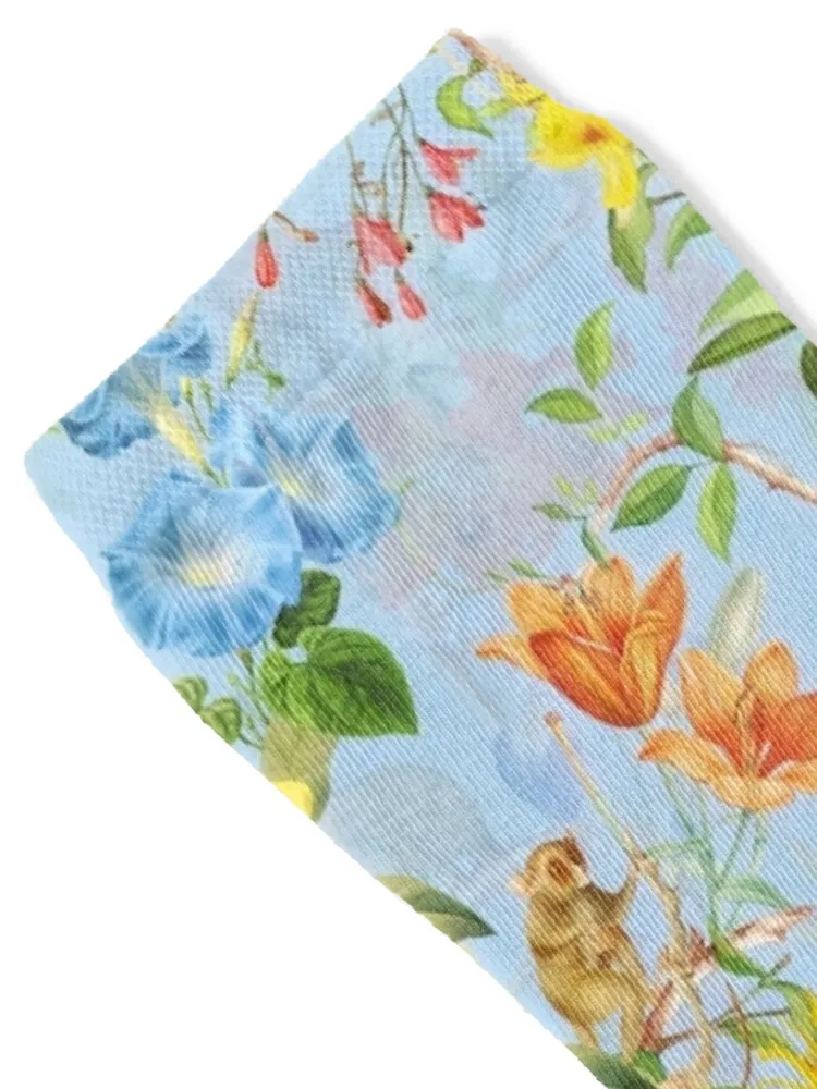 Chinoiserie Monkeys Botanical Garden Pattern blue Socks