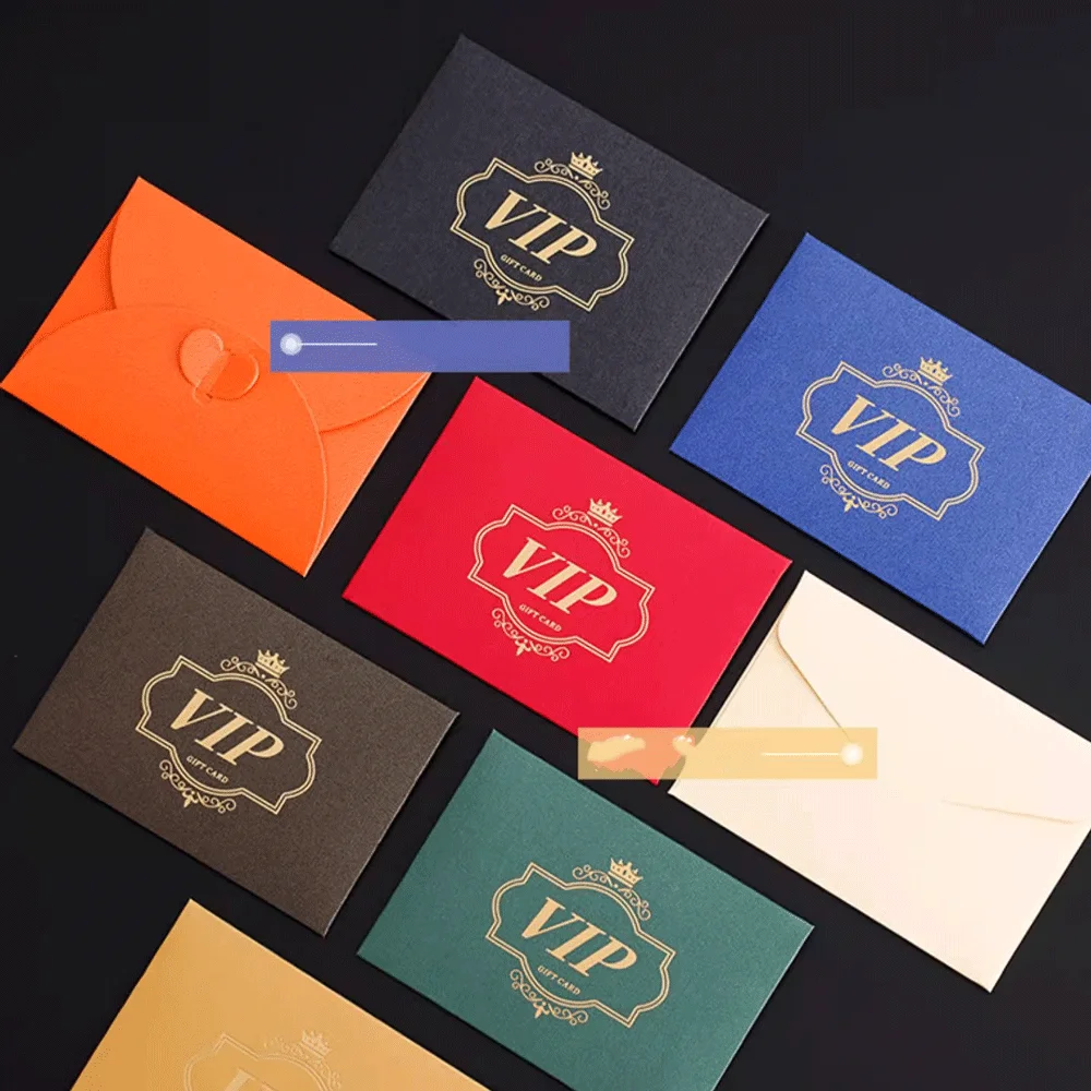 Envelope do presente da folha dourada, Envelope impresso VIP, 70x100mm, 45pcs