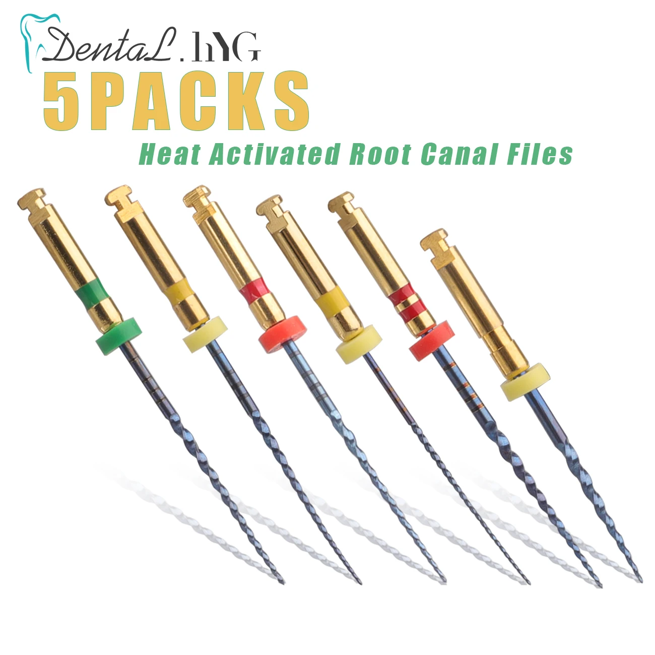 

5PACKS Dental Root Canal File Heat-Activated Rotary Nitinol Tooth Pulp Files Thermally Activated Nickel-Titanium