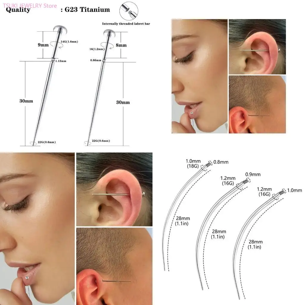 62KE Piercing Jewelry Applicator Set with Taper Cone Insertion Tool Metal Texture