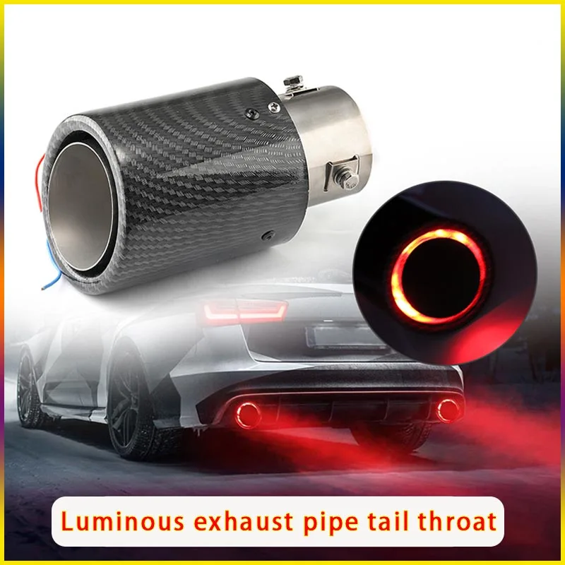 Universal Car LED Luminous Exhaust Pipe Tail Throat  Muffler Red Red/Blue Light Single Outlet Exhaust Pipe Straigt Bent