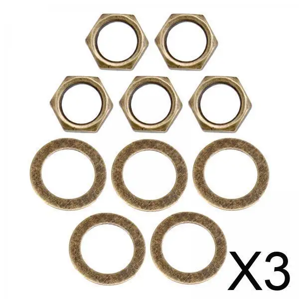 

3x Replacement Guitar Hex Nut Washer Set Accessory for Electric Guitar Jack Bronze