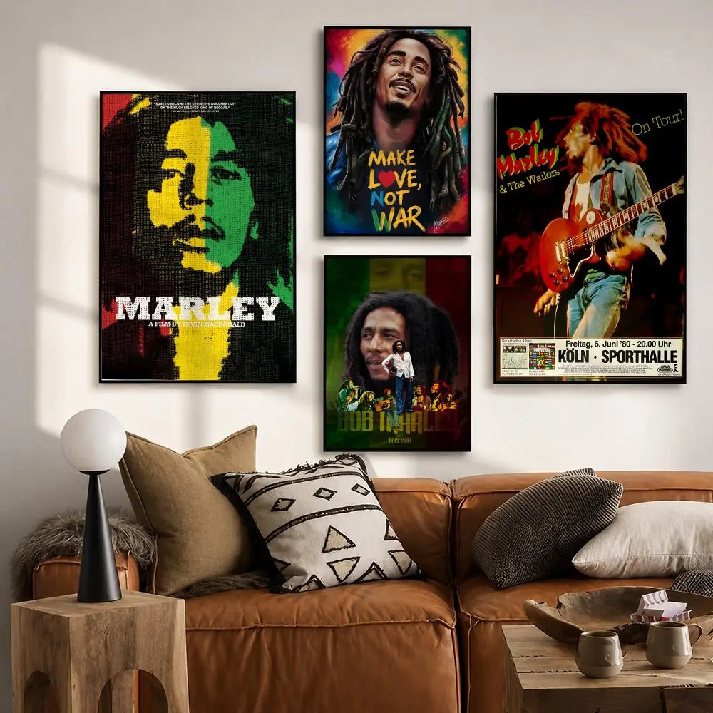 Reggae Singer Bob Marley Poster HD poster wall art self-stick no-residue for home cafe office great gift